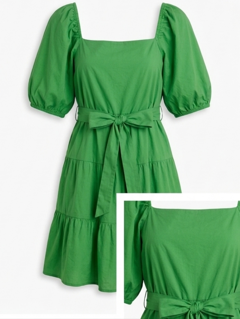 Green Puff Sleeve Mini Dress